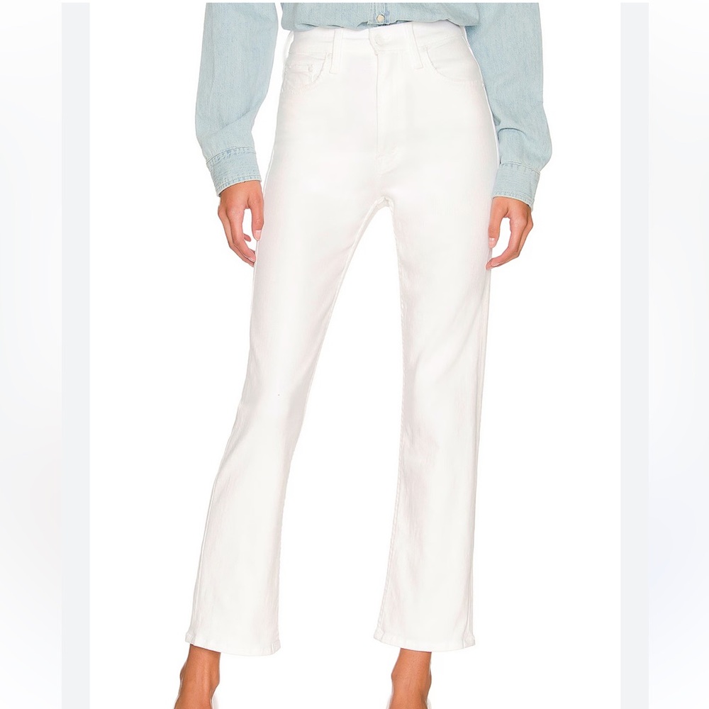 MOTHER High Waisted Rider Ankle White Denim Jeans